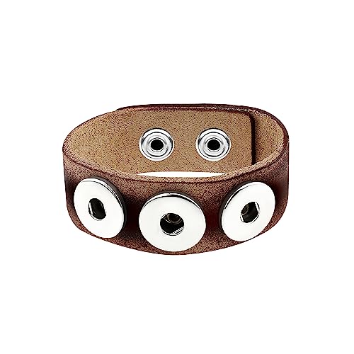 ANDANTE Leder Armband für Chunks Click-Buttons mit Druckknopf-Verschluss (18-22 cm) Vintage Hell-Braun von ANDANTE