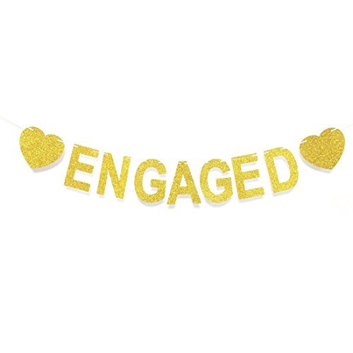 Andgo Engaged Banner Gold Glitzer Papier Banner für Verlobung, Hochzeit Deko von Andgo