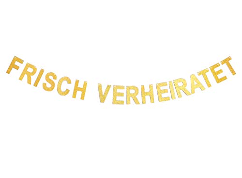 Andgo Just Married Banner für Familie Party Dekoration Photo Booth Props Frisch Verheiratet Banner von Andgo