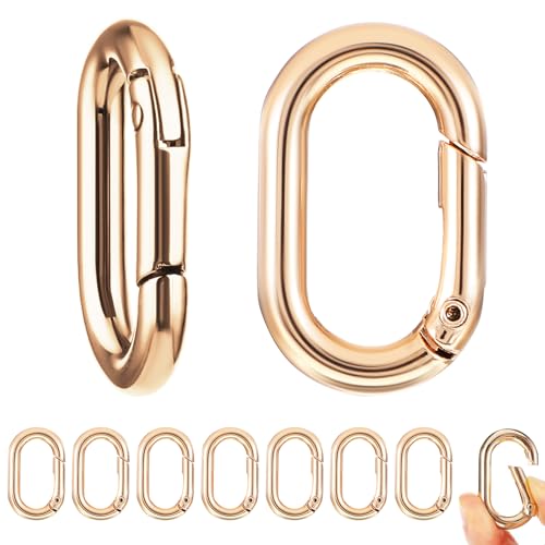 Andibro 10 Stück Oval Spring Karabinerhaken, Metall Ringkarabiner Kleine Buckle Clip Feder Schlüsselanhänger Legierung Karabinerhaken Clip für Rucksack Geldbörsen Auto (Gold) von Andibro