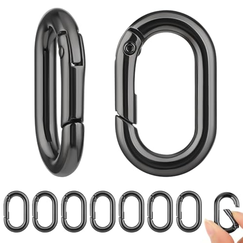 Andibro 10 Stück Oval Spring Karabinerhaken, Metall Ringkarabiner Kleine Buckle Clip Feder Schlüsselanhänger Legierung Karabinerhaken Clip für Rucksack Geldbörsen Auto (Schwarz) von Andibro