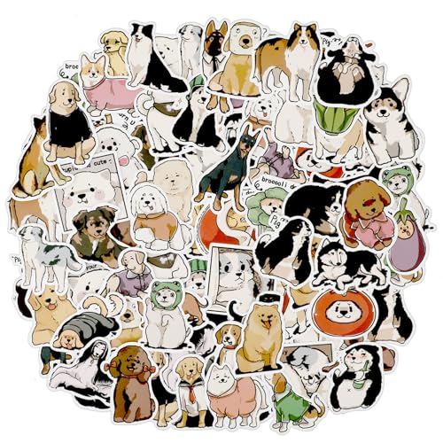 Andibro 100 Stück Kawaii Hunde Aufkleber, Niedliche Hunde Sticker Wasserfest Vinyl Cartoon Tiere Aesthetic Stickers Kinder Wasserflaschen Aufkleber für Scrapbook Tagebuch Skateboard Gepäck von Andibro