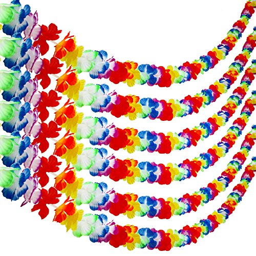 Aneco 6-Pack Bunte Hawaiian Luau Tropical Flower Lei Girland Party Dekorationen Hawaiian Tropical Party Supplies,10 Füße pro von Aneco