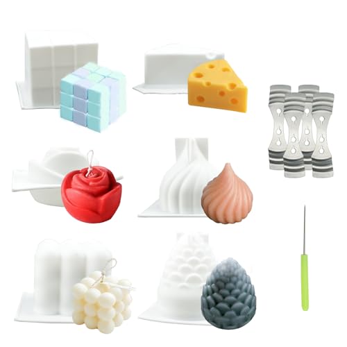 Anevios Kerzenformen zum Gießen 6 Stück Kerzenform Bubble Kerzen Kit Kerzen Gießform 3D DIY Kerzenform Silikon Kerzen Selber Machen Set für DIY Aromatherapie Kerzen, Heimdekorationen von Anevios