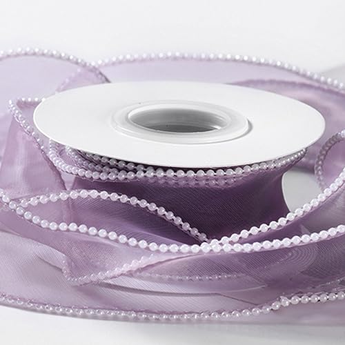 1 Rollen x 4.5m Perlenband Geschenkband, Dekoratives Schneegaze Band, Schleifenband Dekoband Deko für DIY Handwerk Geschenkverpackung Brautstrauß Weihnachten Geburtstag Hochzeit Dekoration,Violett von Anevous