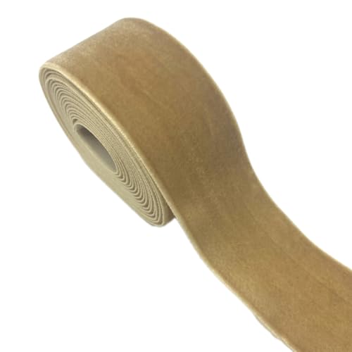 1 Yard Samtband 3,8 cm Dekoband, Samt Schleifenband Band, Schmuckband Geschenkband, Zierband Zierborte Borte für Geschenkverpackung Hochzeit Party Geschenkbox DIY Deko,Khaki von Anevous