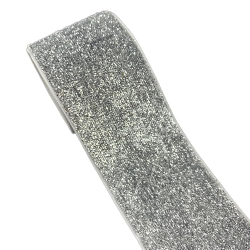 1 Yard Samtband 3,8 cm Dekoband, Samt Schleifenband Band, Schmuckband Geschenkband, Zierband Zierborte Borte für Geschenkverpackung Hochzeit Party Geschenkbox DIY Deko,Silber von Anevous