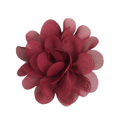 10 Stück Chiffon Blume Patches, Blume Applique Applikationen, Stoff Flicken zum Aufnähen, Dekorative Aufnähe für Kleidung DIY Nähen Handwerk Stirnbänder Zubehör,Weinrot von Anevous