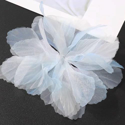 10 Stück Organza Blume Patches, Blumen Flicken zum Aufnähen, Blume Applique Applikationen, Dekorative Aufnähe für Kleidung DIY Nähen Handwerk Jeans, Jacken, Handtaschen, Schuhe Zubehör,Hellblau von Anevous