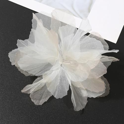 10 Stück Organza Blume Patches, Blumen Flicken zum Aufnähen, Blume Applique Applikationen, Dekorative Aufnähe für Kleidung DIY Nähen Handwerk Jeans, Jacken, Handtaschen, Schuhe Zubehör,Hellgelb von Anevous