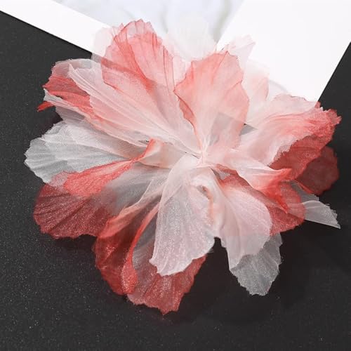 10 Stück Organza Blume Patches, Blumen Flicken zum Aufnähen, Blume Applique Applikationen, Dekorative Aufnähe für Kleidung DIY Nähen Handwerk Jeans, Jacken, Handtaschen, Schuhe Zubehör,Rot von Anevous