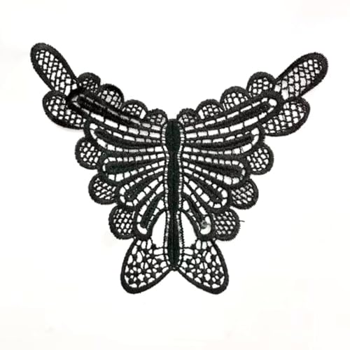 10 Stück Stickerei Kragenblume Spitzenpatches, Nähen Applikationen Appliques, Gestickte Aufnäher Applikation, Lace Applique für DIY Reparieren und Dekorieren Kleidung,Schwarzer Schmetterling H von Anevous