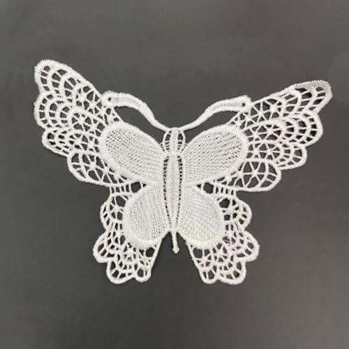 10 Stück Stickerei Kragenblume Spitzenpatches, Nähen Applikationen Appliques, Gestickte Aufnäher Applikation, Lace Applique für DIY Reparieren und Dekorieren Kleidung,Weißer Schmetterling B von Anevous