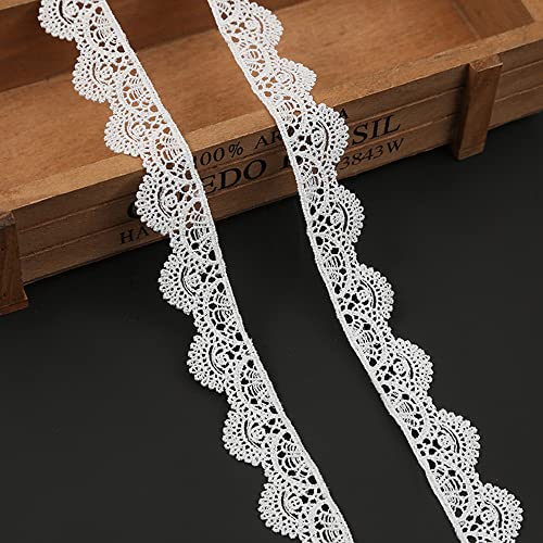 10 Yards Besticktes Spitzen Spitzenband, Spitzenborte Blumen Ribbon, Spitzenbesatz Borte Dekoband, Zierborte Bänder zum Nähen, Spitzenstoff Bortenband Lace für DIY Handwerk Dekoration,Weiß B von Anevous