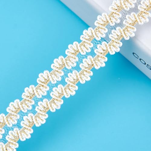 10 Yards Elastizität Spitzenborte Spitzenband Spitzen, Spitzenbordüre Zierband Spitze, Borte Dekobandfür DIY Handwerk Nähen Kleidung Hochzeitskleid Hochzeit Dekoration,Gold von Anevous