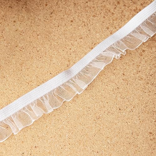 10 Yards Plissierter Spitzenborte Spitzenband, Dekoratives Spitzenbesatz, Zierband Dekoband zum Nähen, Elastisches Spitzenstoff für DIY Handwerk Kleidung Scrapbooking Dekoration,Weiß 15 mm von Anevous