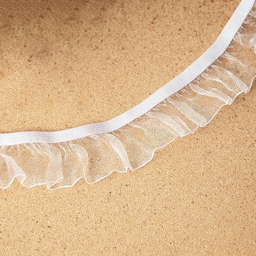 Anevous 10 Yards Plissierter Spitzenborte Spitzenband, Dekoratives Spitzenbesatz, Zierband Dekoband zum Nähen, Elastisches Spitzenstoff für DIY Handwerk Kleidung Scrapbooking Dekoration,Weiß A 25 mm von Anevous