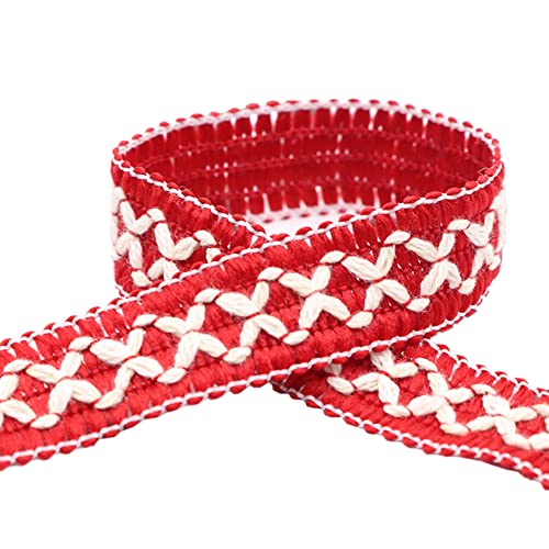 10 Yards Spitzenband Borte, Zierband Dekoband Spitzenstoff, 1,5 cm Spitzenborte zum basteln, Spitzen Dekoband für DIY Nähen Handwerk, Geschenk, Hochzeit Weihnachtsdekoration,Rot von Anevous