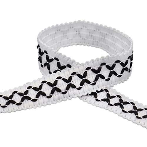 10 Yards Spitzenband Borte, Zierband Dekoband Spitzenstoff, 1,5 cm Spitzenborte zum basteln, Spitzen Dekoband für DIY Nähen Handwerk, Geschenk, Hochzeit Weihnachtsdekoration,Weiß Schwarz von Anevous