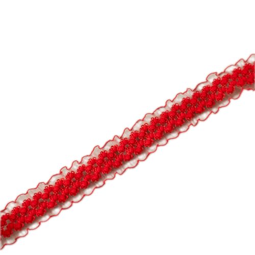 10 Yards Spitzenbordüre Elastisches Spitzenband, Spitzenborte Spitze, Spitzen Spitzenbordüre Spitzen Band Spitzenstoff zum Nähen für Kleidung Dekoration, DIY Handwerk, Hochzeit Tischdeko,Rot 25 mm von Anevous