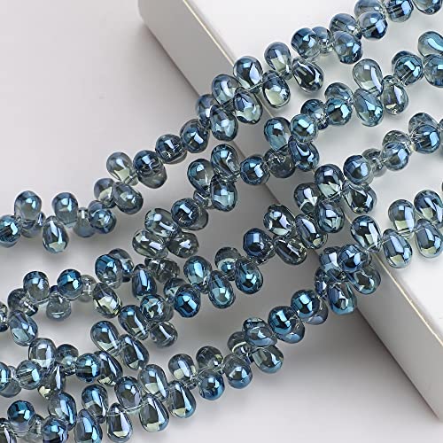 100 Stück Glaskristallperlen Zum Auffädeln, 6x9 mm Glänzende Glasperlen, Glas Perlen Zum Basteln, Zwischenperlen für Armbänder Charms für DIY Halsketten, Ohrringe, Schmuckherstellung,Marineblau von Anevous