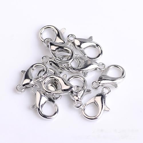 100 Stück Karabiner Kettenverschluss, 16mm Schlüsselanhänger Haken Clip, Armband Verschluss Kettenverschluss, Metall Schmuckverschluss Karabinerverschluss für Handwerk Schlüsselanhänger,Weißes 100 Stück Karabiner Kettenverschluss, 16mm Schlüsselanhänger Haken Clip, Armband Verschluss Kettenverschluss, Metall Schmuckverschluss Karabinerverschluss für Handwerk Schlüsselanhänger,Weißes von Anevous