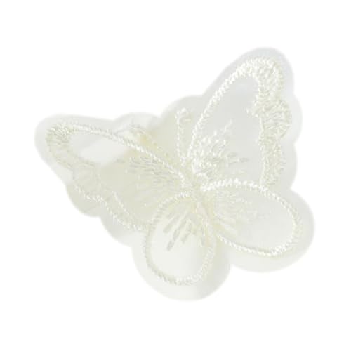 100 Stück Organza Stickerei Schmetterling Patches, Applique Spitze Applikationen, Flicken zum Aufnähen, Gestickte Aufnähe für DIY Nähen Kleidung Basteln Taschen Tischtuch Schal,Creme von Anevous