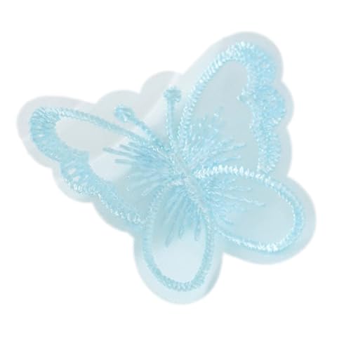 100 Stück Organza Stickerei Schmetterling Patches, Applique Spitze Applikationen, Flicken zum Aufnähen, Gestickte Aufnähe für DIY Nähen Kleidung Basteln Taschen Tischtuch Schal,Hellblau von Anevous