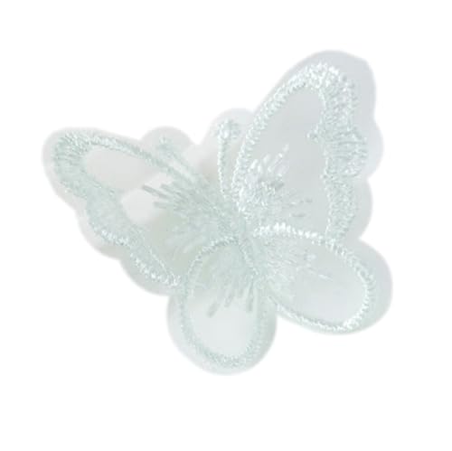 100 Stück Organza Stickerei Schmetterling Patches, Applique Spitze Applikationen, Flicken zum Aufnähen, Gestickte Aufnähe für DIY Nähen Kleidung Basteln Taschen Tischtuch Schal,Hellgrün von Anevous