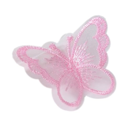 100 Stück Organza Stickerei Schmetterling Patches, Applique Spitze Applikationen, Flicken zum Aufnähen, Gestickte Aufnähe für DIY Nähen Kleidung Basteln Taschen Tischtuch Schal,Hellrosa von Anevous