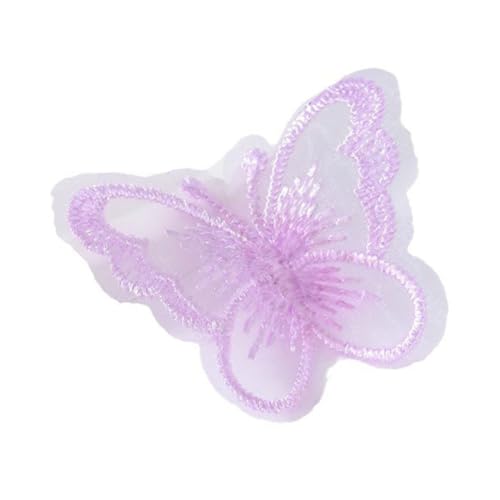 100 Stück Organza Stickerei Schmetterling Patches, Applique Spitze Applikationen, Flicken zum Aufnähen, Gestickte Aufnähe für DIY Nähen Kleidung Basteln Taschen Tischtuch Schal,Hellviolett von Anevous