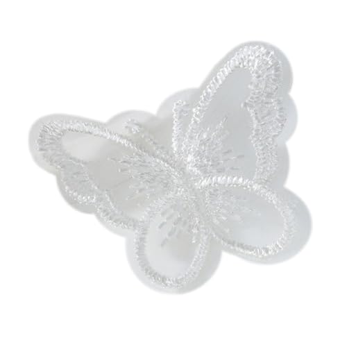 100 Stück Organza Stickerei Schmetterling Patches, Applique Spitze Applikationen, Flicken zum Aufnähen, Gestickte Aufnähe für DIY Nähen Kleidung Basteln Taschen Tischtuch Schal,Weiß von Anevous