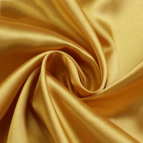 Anevous 100cm x150cm Satin Stoff, Einfarbig Stoffe zum Nähen, Kleiderstoff Dekostoff Meterware, Satinstoff zum Basteln, Bezugsstoff für Kleidung Vorhänge Tischdecken Deko,Gold von Anevous