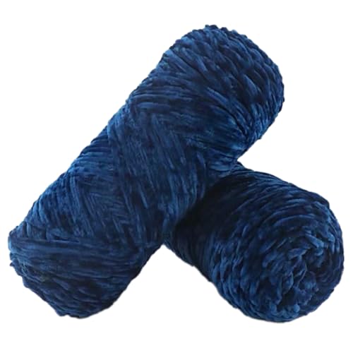 100g Samtgarn, Weicher Velvet Wolle Yarn Häkelgarn, Flauschige Weich Plüschwolle zum Häkeln, Häkelgarn Wolle zum Stricken für Basteln Schals, Hüte, Taschen, Socken,Dunkelblau B von Anevous