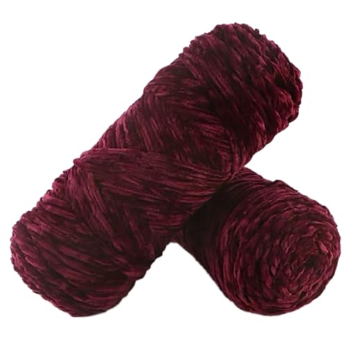 100g Samtgarn, Weicher Velvet Wolle Yarn Häkelgarn, Flauschige Weich Plüschwolle zum Häkeln, Häkelgarn Wolle zum Stricken für Basteln Schals, Hüte, Taschen, Socken,Dunkelrot A von Anevous