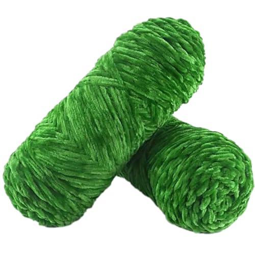 100g Samtgarn, Weicher Velvet Wolle Yarn Häkelgarn, Flauschige Weich Plüschwolle zum Häkeln, Häkelgarn Wolle zum Stricken für Basteln Schals, Hüte, Taschen, Socken,Fruchtgrün von Anevous