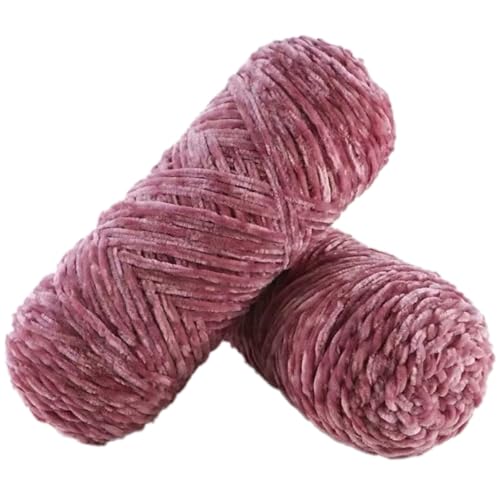 100g Samtgarn, Weicher Velvet Wolle Yarn Häkelgarn, Flauschige Weich Plüschwolle zum Häkeln, Häkelgarn Wolle zum Stricken für Basteln Schals, Hüte, Taschen, Socken,Lilarosa von Anevous