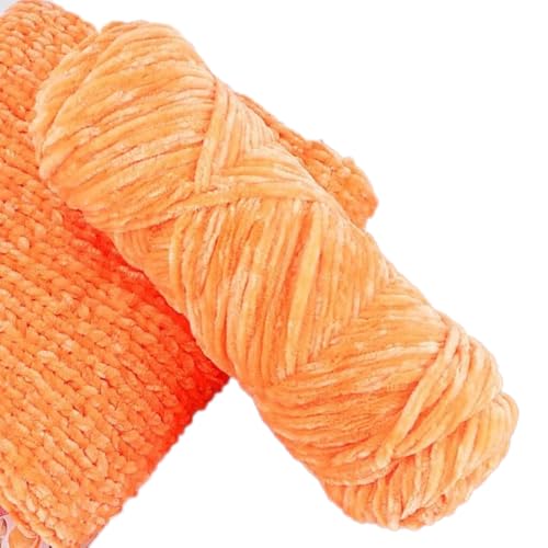 100g Samtgarn, Weicher Velvet Wolle Yarn Häkelgarn, Flauschige Weich Plüschwolle zum Häkeln, Häkelgarn Wolle zum Stricken für Basteln Schals, Hüte, Taschen, Socken,Orange von Anevous