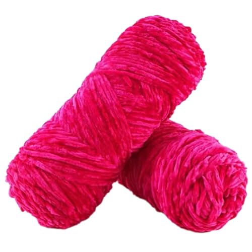 100g Samtgarn, Weicher Velvet Wolle Yarn Häkelgarn, Flauschige Weich Plüschwolle zum Häkeln, Häkelgarn Wolle zum Stricken für Basteln Schals, Hüte, Taschen, Socken,Rosenrot von Anevous