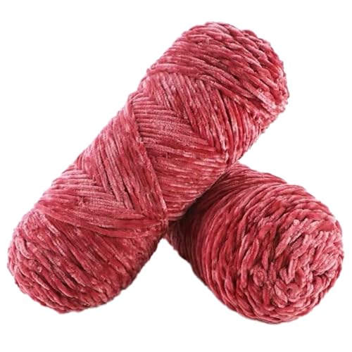 100g Samtgarn, Weicher Velvet Wolle Yarn Häkelgarn, Flauschige Weich Plüschwolle zum Häkeln, Häkelgarn Wolle zum Stricken für Basteln Schals, Hüte, Taschen, Socken,Rotrosa von Anevous