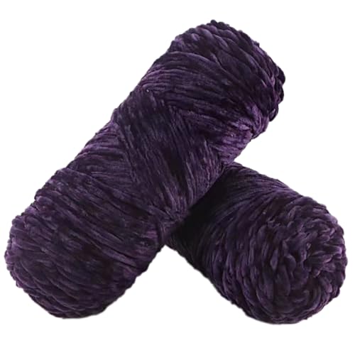 100g Samtgarn, Weicher Velvet Wolle Yarn Häkelgarn, Flauschige Weich Plüschwolle zum Häkeln, Häkelgarn Wolle zum Stricken für Basteln Schals, Hüte, Taschen, Socken,Violett von Anevous