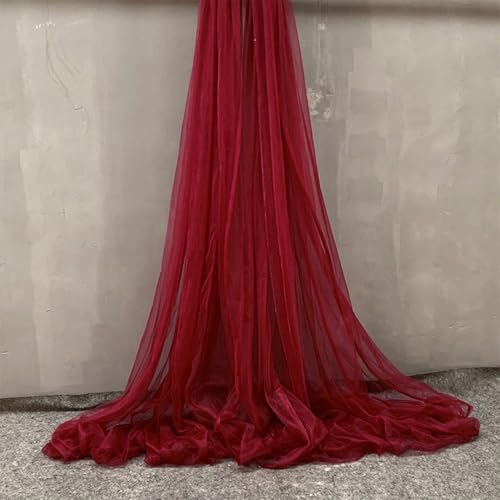 10m x 150cm Tüllstoff zum Nähen, Soft Tüll Stoffe Meterware, Netzstoff Dekostoff zum Dekorieren, Tülldekostoff Drapierstoff für Hochzeit Vorhänge Kleid Tüllrock Torbogen Zeremonie Deko,Weinrot von Anevous