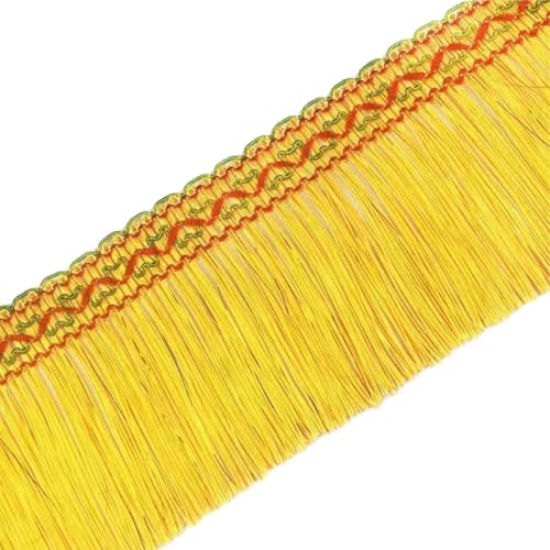 11m x 10cm Quaste Seide Fransen, Fransenborte Fransenband, Dekoband Borte Fransenbordüre, Spitzen Trim Bänder zum Nähen für DIY Handwerk Kleidung Vorhang Kleidung Dekoration Nähzubehör,Gold von Anevous