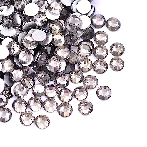 1440pcs Kristalle Flacher Strasssteine, Glas Glitzersteine, Runde Diamant zum Basteln, Hotfix Kristall Rhinestones für Nagelkunst Kleidung Schuhe DIY Handwerk Geschenk,Transparentes Grau 1.3mm von Anevous