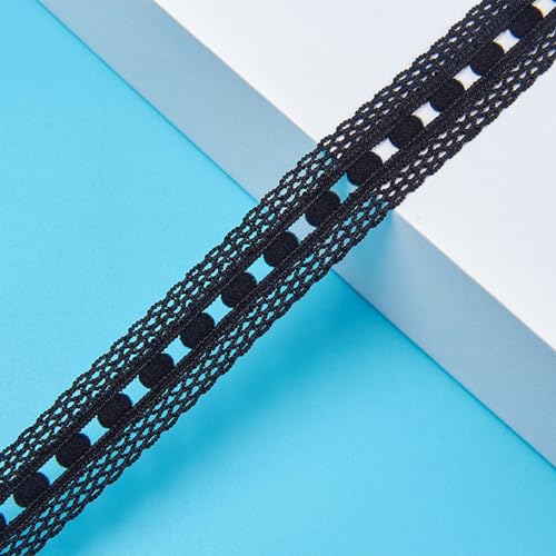 15 Yards Spitze Trim Spitzenband, Elastizität Spitzenborte Dekoband, Häkelspitze Zierband, Spitzenstoff Spitzenbordüre für Unterwäsche Kleidung Geschenkverpackungen Nähen Partys Hochzeit,Schwarz von Anevous