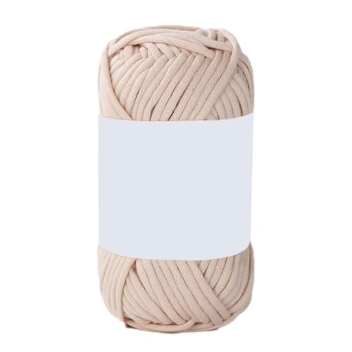 1x50g Häkelgarn Baumwolle zum Häkeln, Dickes Garn Klobiges Baumwollgarn, Strickgarn zum Häkeln, Weiche Stricken Baumwollgarn für Anfänger, Hüte, Schals, Socken, Taschen,Beige von Anevous