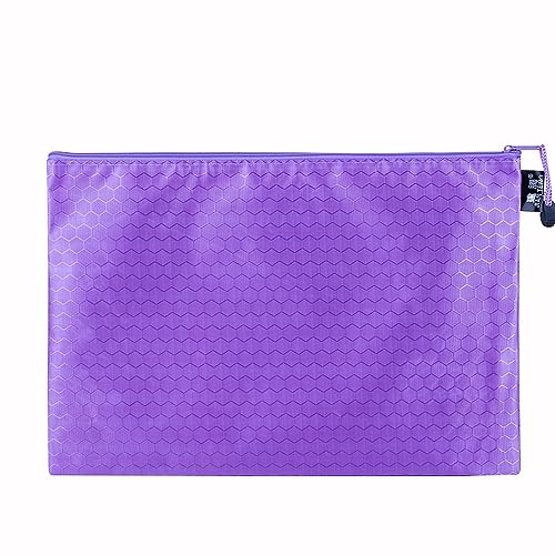 2 Stück Dokumententasche, wasserdichter Reißverschluss Dokumententasche, Datei Tasche Aktentasche Aufbewahrungstasche für Dokumente, Quittung, Papier, Büro Schulreise, Kosmetik,Lila A6 23x12cm von Anevous