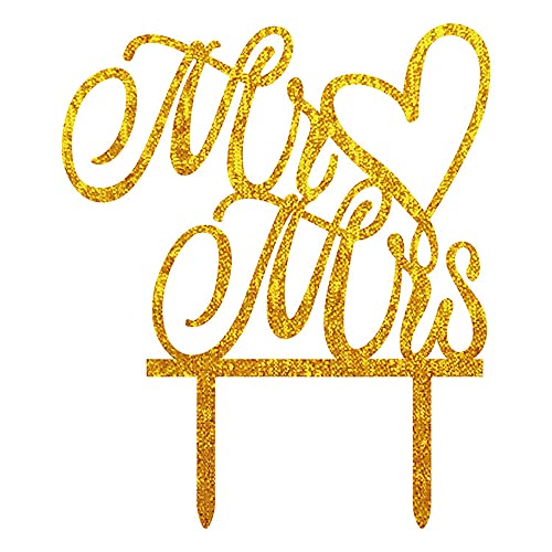 2 Stück Mr & Mrs Cake Topper, Hochzeit Tortendeko, Mr and Mrs Cake Dekoration, Elegante Acryl Cake Topper für Wedding Anniversary Hochzeiten Party Decoration,Gold von Anevous