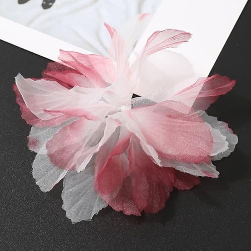 20 Stück Organza Blume Patches, Blumen Flicken zum Aufnähen, Blume Applique Applikationen, Dekorative Aufnähe für Kleidung DIY Nähen Handwerk Jeans, Jacken, Handtaschen, Schuhe Zubehör,Dunkelrot von Anevous