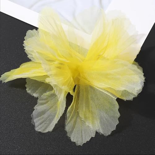 20 Stück Organza Blume Patches, Blumen Flicken zum Aufnähen, Blume Applique Applikationen, Dekorative Aufnähe für Kleidung DIY Nähen Handwerk Jeans, Jacken, Handtaschen, Schuhe Zubehör,Gelb von Anevous